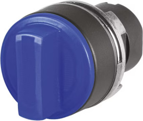 Toggle switch, 3 switching positions, illuminable, latching, waistband round, blue, front ring black, 2 x 45°, mounting Ø 22.3 m