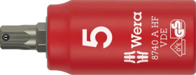 Klucz nasadowy trzpieniowy 8740 A VDE HF Zyklop, izolowany, 1/4, z funkcją przytrzymywania do śrub z gniazdem sześciokątnym, 5 x