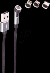 BS14-19011 Magnetic 3-in-1 USB charging cable 540°, 2 m