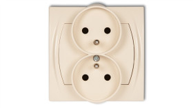 Logo Gniazdo Podwójne Z/U Z Przesłonami Beżowy 1Lgpr-2Zp