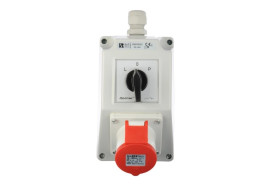 Zestaw instalacyjny z gniazdem 16A 4P (L-0-P) czerwony ZI02R121