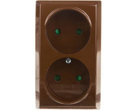 BIS Gniazdo podwójne b/u z przesłonami brązowe GN-2BP/24