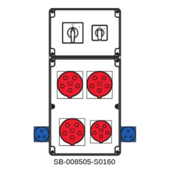 Rozdzielnica 0-1(32A) 0-1(16A) 3x5x32A 1x5x16A 2x3x16A INA=32A SB-008505-S0160-54