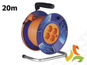 Przedłużacz na bębnie 20m 3x1,0 4x2P+PE PVC IP20 kabel zwijany 4 gniazda z uziemieniem 1908142001 EMOS