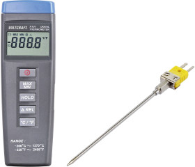 Termometr typu K VOLTCRAFT K101 + TP 203, -200 - +1370 °C, Kalibracja (DAkkS)