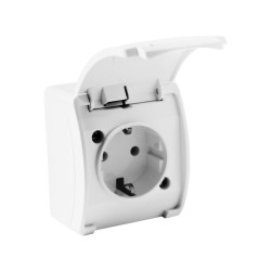 Gniazdo pojedyncze schuko natynkowe IP44 biały 181-01-DRV