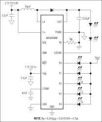 High-Efficiency PWM LED Driver with Boost Converter and Five Constant-Current GPIO Ports