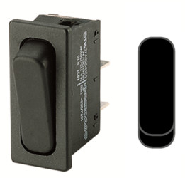 Rocker switch, black, 1 pole, On-Off-On, changeover switch, 6 (4) A/250 VAC, IP40, unlit, unprinted, 1838.3502