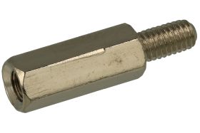 Dystans; DMM3ZW12; M3; zewnętrzny/wewnętrzny; 12mm; 6mm; 7mm; 5mm; tulejka dystansowa gwintowana; sześciokątna; mosiądz niklowan