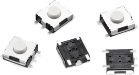 Short-stroke pushbutton, Form A (N/O), 50 mA/12 VDC, unlit , actuator (white), 260 g, SMD, 431471031826