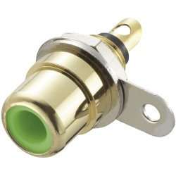 TruComponents 202611 RCA connector Socket, Vertical,Pins:2 Green