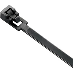 Cable tie, releasable, PA, (L x W) 200 x 4.5 mm, bundle-Ø 50 mm, black, 85 °C, BYB-5-12H2101, package with 100 pieces