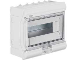 Rozdzielnica natynkowa 10 modułowa 1x10M odporna na UV przetłoczenia IP65 Vector outdoor VE110PN HAGER