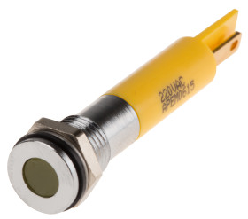 Lampka kontrolna do montażu panelowego 220V ac, Żółta 8mm LED Chrom RS PRO