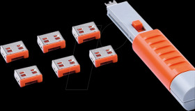 UL03PKOR Port Schloss, USB Typ A, 6 Stück, mit Schlüssel, orange