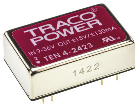 Przetwornica DC-DC, 4W, Uwe 9 → 36 V DC, Uwy ±15V dc, Iwy ±130mA, TRACOPOWER