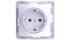 Impresja Gniazdo Pojedyncze Z/U Schuko Z Przesłonami Srebrne Gp-1Ysp/M/18