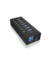 Hub USB 3.2 Gen 1 ICY BOX IB-AC618, 7 Port USB 3.2 Gen 1 Hub mit 1x Tablettladeport, mit 12V 3A Netzteil 7 Portów czarny