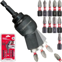 Udarowa nasadka kątowa Shockwave 1/4 + Bity MILWAUKEE