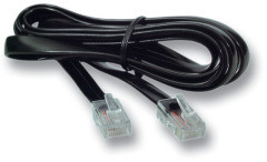 Telephone cable, RJ10 plug, straight to RJ10 plug, straight, 0.3 m, black, K2402SW.030