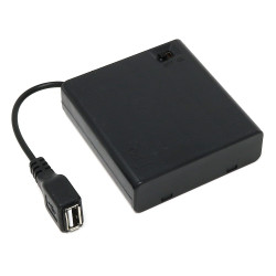 4xAA USB Battery Holder with Cover and Switch
