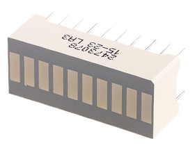 Wyświetlacz diodowy LED 10-segmentowy 9 mcd, Żółty Kingbright 588 nm