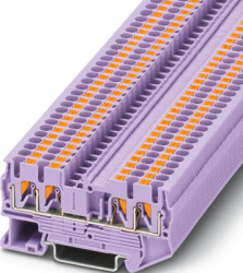 Through terminal block, push-in connection, 0.14-4.0 mm², 4 pole, 24 A, 8 kV, purple, 1106767