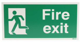 Znak wyjścia, PVC, Zielony/biały, Fire Exit, Angielski, Opis: WYJŚCIE POŻAROWE