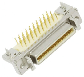 Złącze D-Sub 40-pinowe Żeński Kąt Proste Przewlekany raster 1.27mm Złoto na niklu
