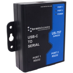 BRAINBOXES US-757 2 Port Industrial RS-232 USB-C to Serial Adapter