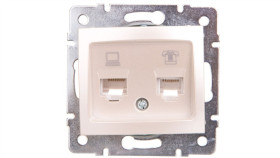 Domo Gniazdo Teleinformatyczne Rj45 Cat 5E+Rj11 Perłowe Białe 011430030 24993