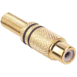 Gniazdo RCA Cinch na kabel do 5,0mm pozłacane czarne