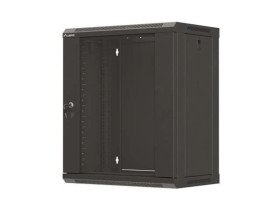Szafa instalacyjna rack wisząca 19 12u 540x350 czarna drzwi przeszklone lanberg (flat pack) WF03-5312-10B