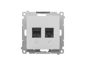 SIMON 55 Gniazdo teleinformatyczne RJ45 kat. 5e + telefoniczne RJ12 aluminium mat T5F.01/143 KONTAKT SIMON