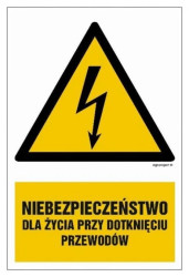 ZNAK - HA007 Niebezpieczeństwo dla życia przy dotknięciu przewodów 10 x 15 cm PN - Płyta 1mm