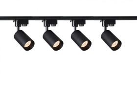 Szynoprzewód 2m czarny + 4x Lampa MALGA T Black + Końcówka zasilająca czarna + Zaślepka czarna EDO