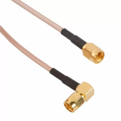 Coaxial cable, SMA plug (angled) to SMA plug (straight), 50 Ω, RG-316, grommet black, 153 mm, 135103-03-06.00