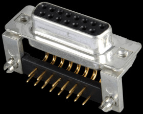 164A16779X D-SUB socket, 15-pin, angled, RM 9.4, turned