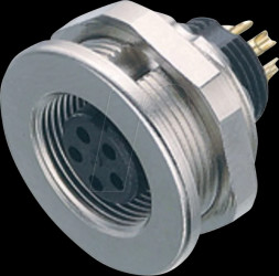 09 0408 00 03 Flange socket M9, series 712, 3-pin, unshielded, solder, IP67