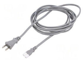 SN47-2/07/3GY Kabel: 2x0,75mm2, IEC C7 żeński,JIS 8303 wtyk, 3m, 7A