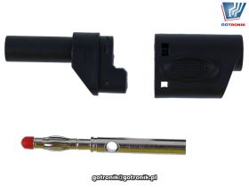 Wtyk banan 4mm prosty bezpieczny czarny Amass 25.502.2