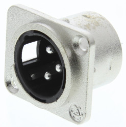 Złącze XLR 3 -pinowe Montaż na panelu Męski Naturalny