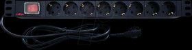 19071619 19" socket strip, 8-way, black, 2 m