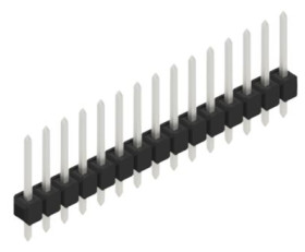 Pin header, 15 pole, pitch 2.54 mm, straight, black, 10048312