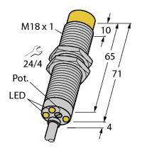 Czujnik indukcyjny Turck DNI12U-M18E-AP4X3, 10 - 65 V, 1 szt.