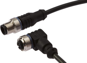 Kabel połączeniowy, 8 m, M12 żeński (gniazdo) 4-pinowy kątowy, M12 męski (złącze) 4-pinowy prosty, VK800F21