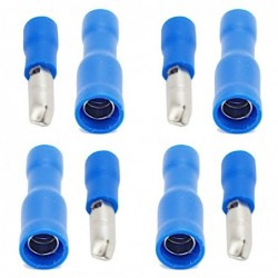 Zestaw 4 pary konektor rurkowy 4 męskie + 4 żeńskie niebieskiie 14-16 AWG