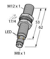 Turck Czujnik indukcyjny podtynkowy PNP, Zamykający BI4-G12-AP6X-V1131