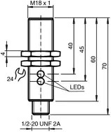 Inductive sensor, 3 wire, flush mounting, flush, 1 Form A (N/O), 198078