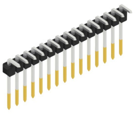 Pin header, 15 pole, pitch 2.54 mm, angled, black, 10053040